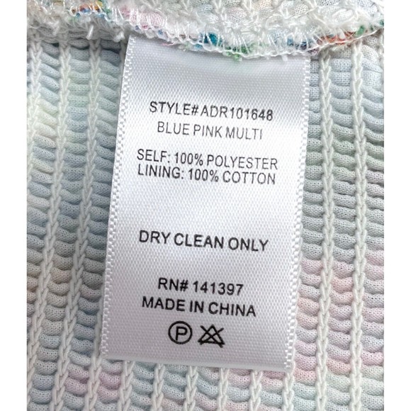 ASTR The Label XL Green Pink Blue Floral Smocked Sleeveless Dress Flutter Sleeve - Picture 11 of 12